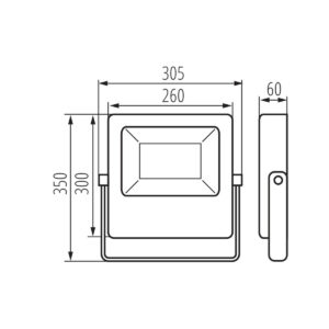 Milos LED floodlight 150W technische tekening