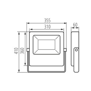 Kos LED floodlight 200W technische tekening