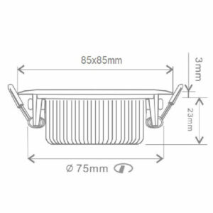 Slim LED inbouwspot vierkant kantelbaar 6W 500lm 2700K 60° ø75 zwart - dimbaar - Afbeelding 2