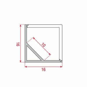 Pro 5 aluminium LED strip hoek-profiel vierkant opbouw 2000mm technische tekening