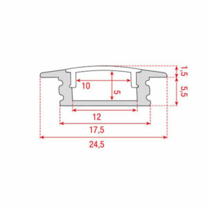 Pro 1 aluminium LED strip profiel inbouw 2000mm - Afbeelding 3