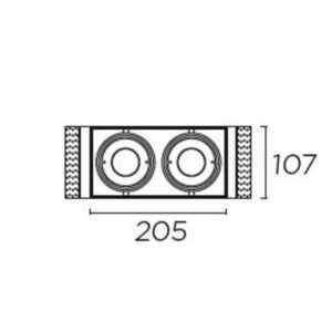 Meba Multidir trimless 2x GU10 technische tekening