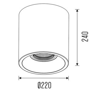 Skadi 220 LED downlights opbouw afmetingen