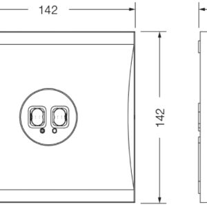 Via LED noodverlichting opbouw vierkant technische tekening