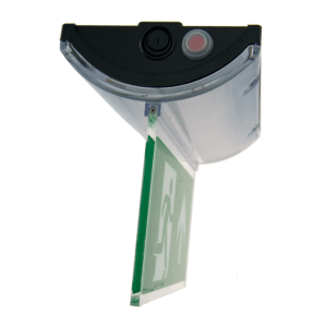 Dortmund LED nood net 3-fase railspot 4W 350lm 4000K IK07 wit + plexiplaat pictogram uit zijaanzicht
