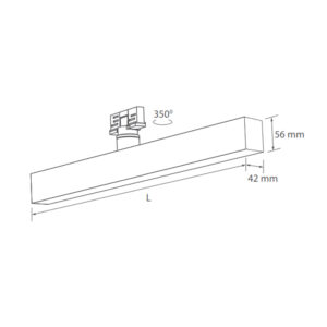 Plane direct microprisma LED 3-fase rail technische tekening