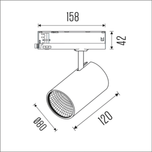 Weda HR LED Railspot 3-fase technische tekening