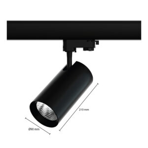 Lite LED 3-fase railspot 30W 2850lm 3000K 40° zwart technische tekening