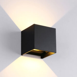 Cube LED opbouw up/down 2x3W 540lm 2700K IP65 zwart - fase dimbaar toepassing wandarmatuur