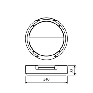 Prolumia Rockdisc III half afgeschermd LED opbouw technische tekening