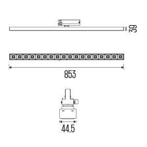 Irmin 855 louvre LED lichtlijn 3-fase 28W 2600lm 3000K CRI90 80° 855mm zwart - Afbeelding 3